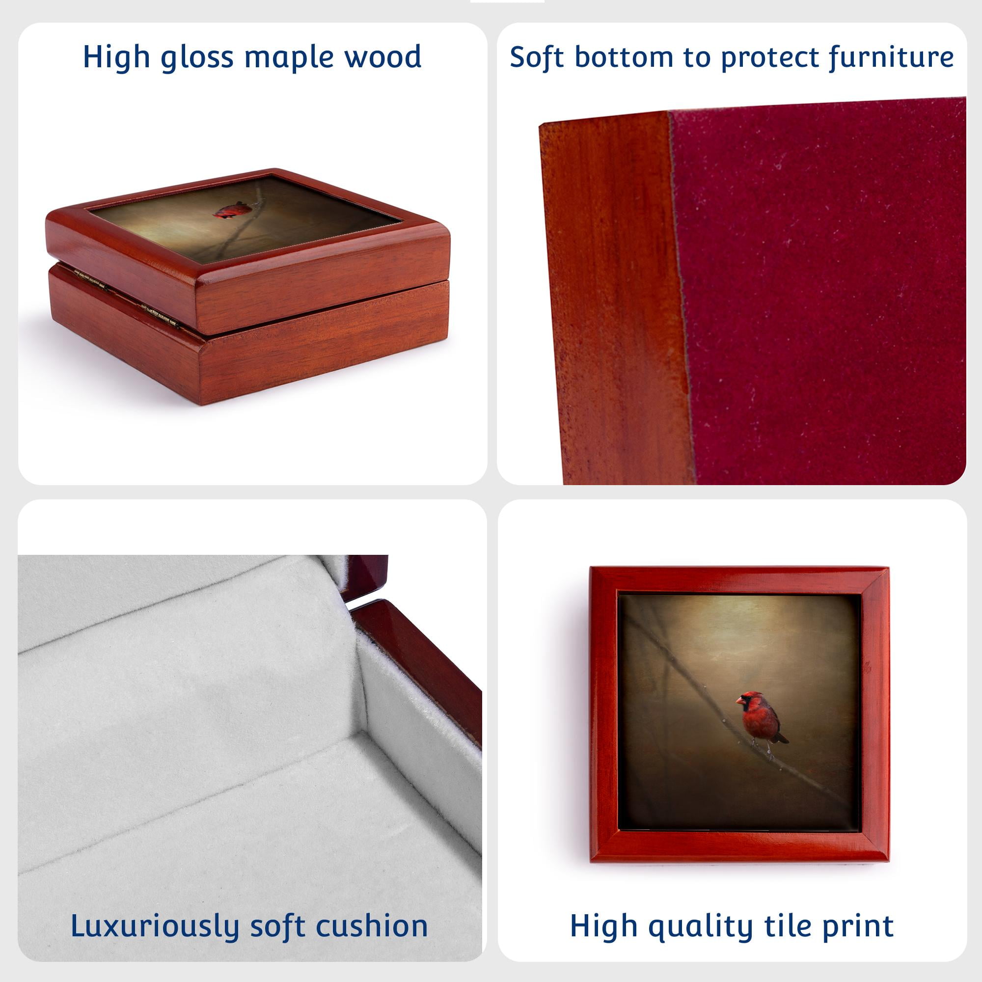 3dRose, Cardinal Fine Art Décor, Jewelry Box 5.5x5.5 inch with 4 inch tile
