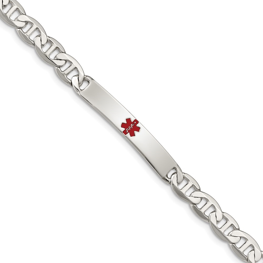 Auriga 925 Sterling Silver Anchor Link Id Bracelet 7.5 inch for Women(L- 7.5inch, W- 6mm)