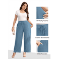 thumbnail image 3 of Gleelist Women Plus Size Casual Drawstring Wide Leg Pants Stretchy Straight Long Trousers With Pocket XL-5XL, 3 of 7
