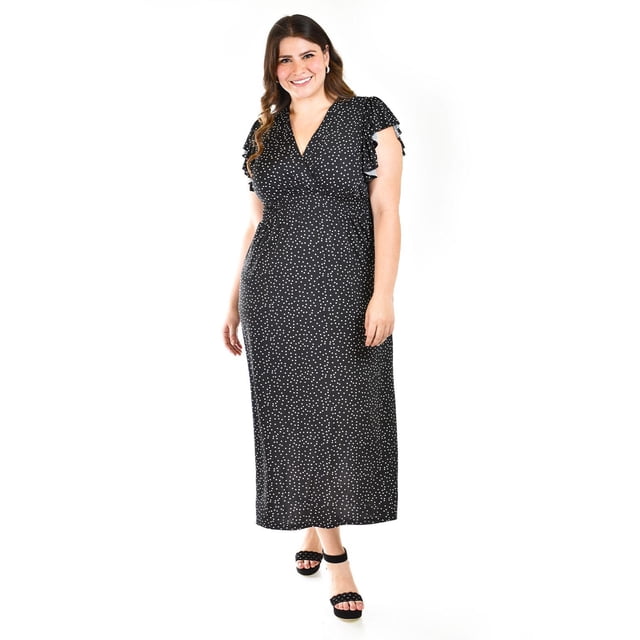Vestido midi de puntos Roman Fashion 9940X Negro 42