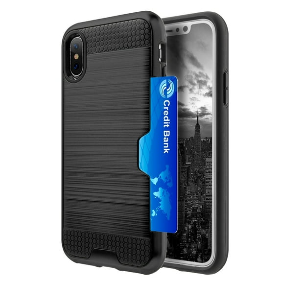 Sumaclife Protective Card Holder Hybrid Protector Case for Apple iPhone X Perfect Fit