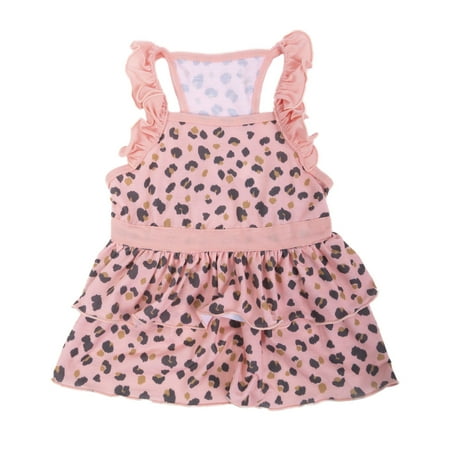 Vibrant Life Pink Leopard Tiered Pull Over Skirt Dress for Dogs  Size XXSmall