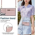 thumbnail image 4 of Samsung Galaxy S22 Plus 5G Cases with Card Holder for Women,Crossbody Phone Case for Samsung S22 Plus with Strap,Leather PU Lanyard Magnetic Clasp Zipper Wallet Case with Kickstand,Rosegold, 4 of 13