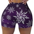 thumbnail image 2 of Fuzoiu Snowflake Gradient Purple Print Women's Workout Shorts,Workout Biker Shorts Women,Exercise Fitness Shorts,Scrunch Short, Athletic Shorts for Gym Yoga Running Sport Active-Large, 2 of 8