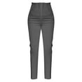 thumbnail image 2 of Lroveb Dress Pants for Women, High Waisted Taper Womens Plus Size Stretch Work Casual Pants Business Straight Trouser With Pocket Dark Grey, 2 of 4