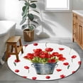 thumbnail image 4 of Red Tulip Flowers Round Area Rug 4ft, Spring Floral Vintage Drum Rustic Washable Non-Slip Circle Rugs for Bedroom Living Room Kitchen, Soft Non Shedding Circle Carpet for Dining Room Dorm, 4 of 9