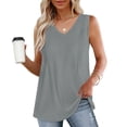 thumbnail image 2 of ShomPort Casual Tank Tops for Women Summer Comfortable Basic T-Shirt V Neck Sleeveless Tunic Tops, 2 of 8
