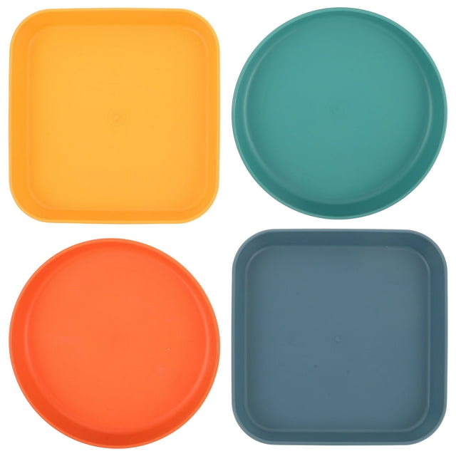 SHOWERORO Cat Wet Food Plate Round Shallow Design 4Pcs Assorted Color Modern Appearance For Puppies