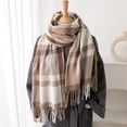 thumbnail image 2 of Yuanlong Womens Scarves Vintage Plaid Fringe Fall Winter Thick Warm Wrap Shawl Cozy Minimal Versatile Casual Neckwear, 2 of 7