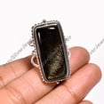 thumbnail image 2 of Golden Sheen Obsidian Gemstone 925 Sterling Silver Statement Ring Wedding Gift Jewelry, 2 of 5