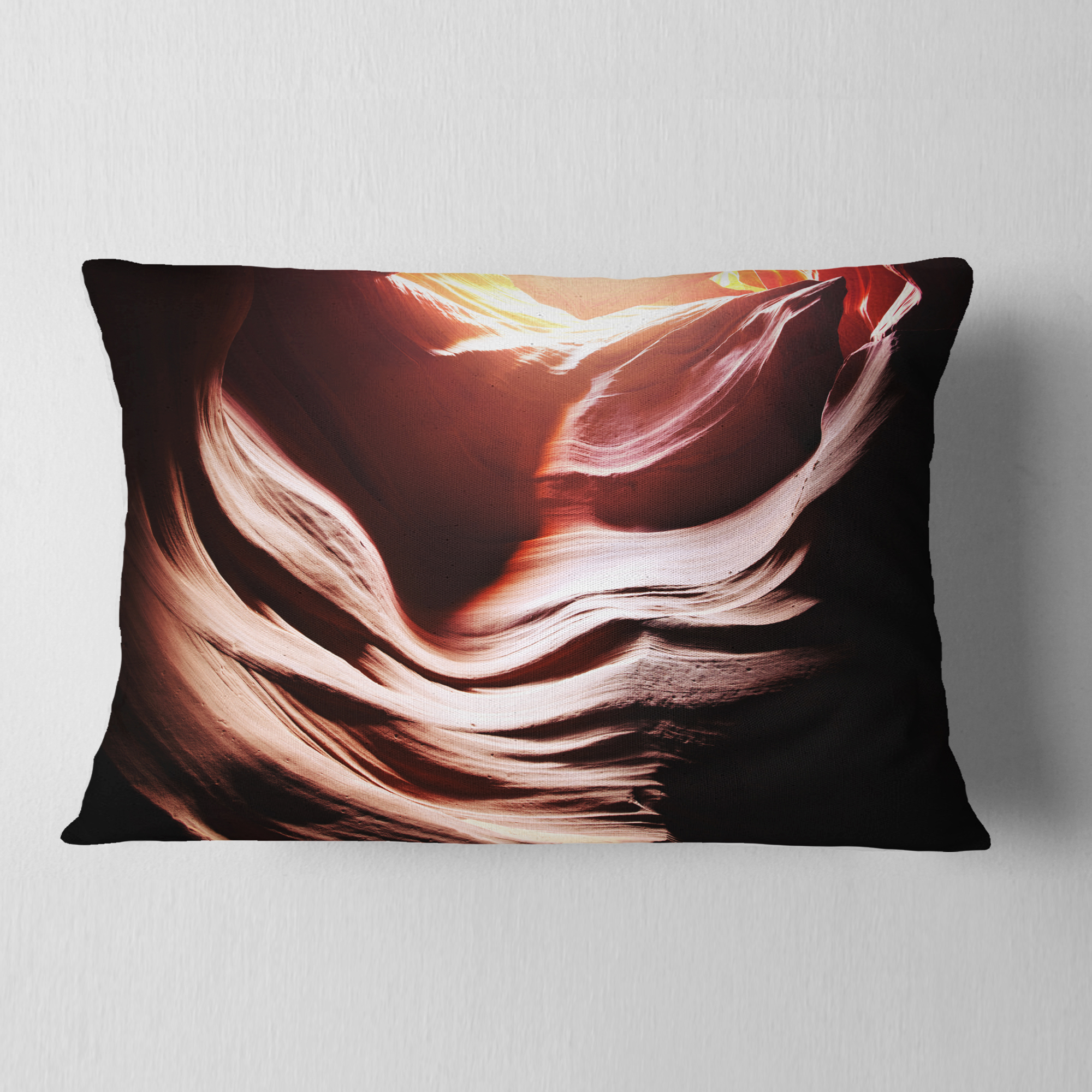 Designart Antelope Canyon in Brown Shade - Landscape Photography Throw Pillow - 12x20