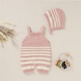 thumbnail image 2 of Youmylove Fall Winter Sweater For Kids Tops Baby Knit Romper Cotton Sleeveless Boy Girl Sweater Clothes Striped Jumpsuit 1 Piece With Hat Caps Outfits Set, 2 of 9