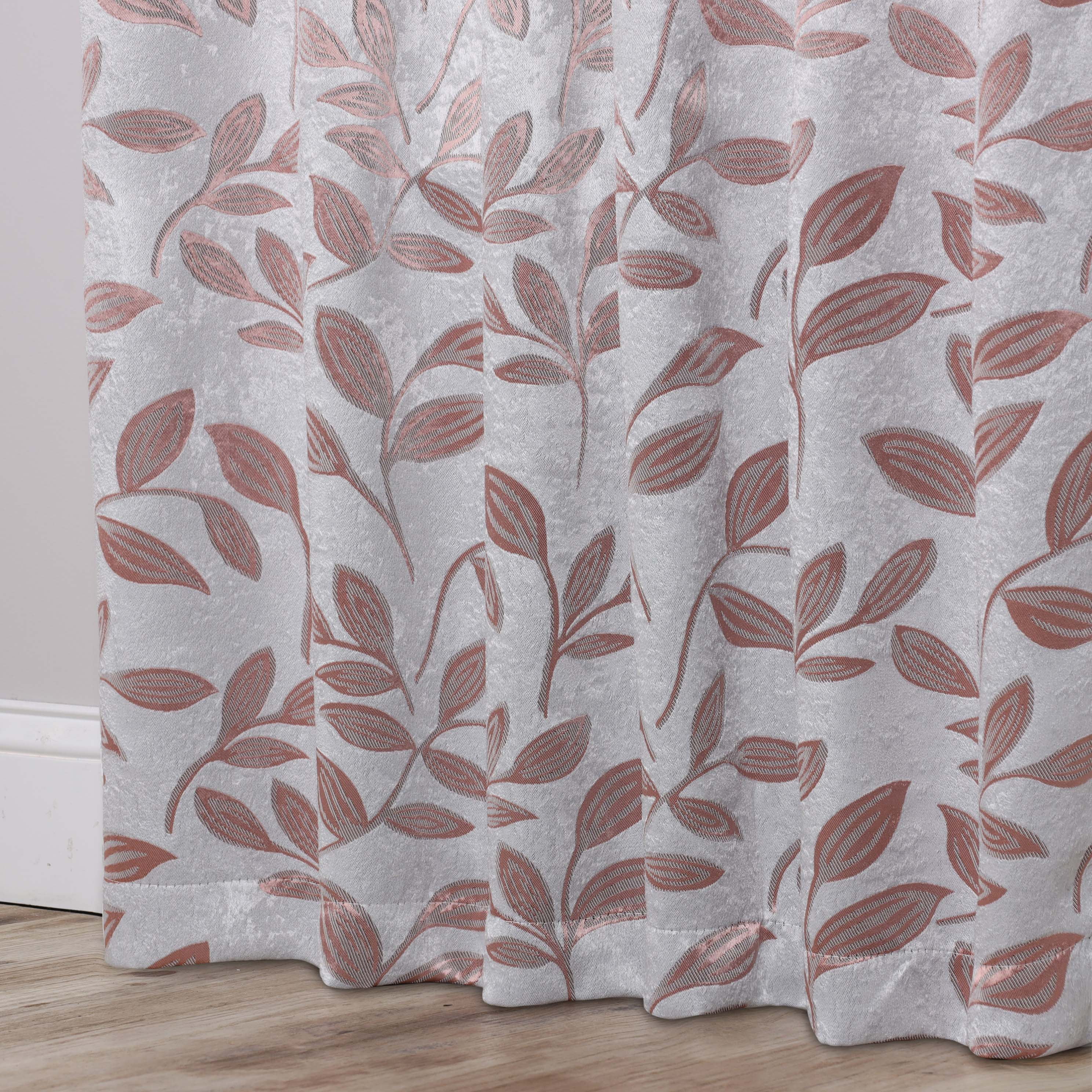 Superior Blackout Leaves Curtains Set of 2, Light Filtering Grommet Curtain Panel Set, Champagne, 46"W x 84"L