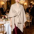 thumbnail image 4 of Fewfanhot Self Tie Fringe Wool Blend Poncho Cape, Open Front Warm Wrap Shawl Coat for Women Fall Winter, 4 of 7