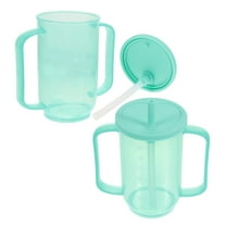 OUNONA 2Pcs Hospital Cup with Lid and Straw Light Green for Disabled Adults