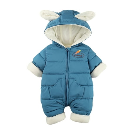 

Niuer Newborn Plain Solid Color Bodysuit Baby Coat Romper One Piece Travel Long Sleeve Casual Jumpsuit Lake Blue 80