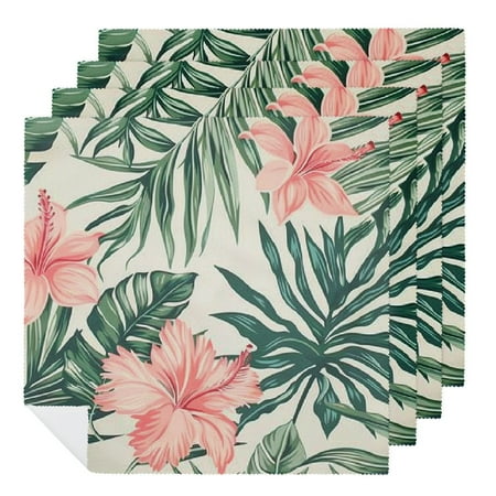 JRXY Flowers Leaves Jungle Polyester Party Dinner Decoration Washable Napkins Home Decor (Pack of 6) 2 PCS