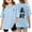 Light Blue, variant on Girls Graphic Print Casual Tee Loose Fit Short Sleeve Comfortable Blended Fabric Youth Top Tween Kids Summer Soft Comfy Cute Basic Tees