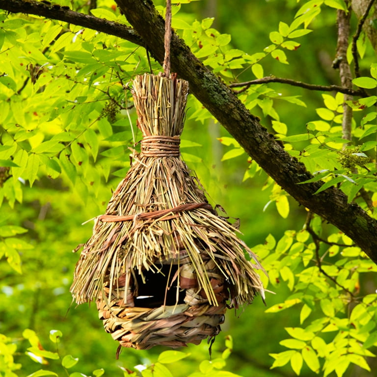 Birds Nest Natural Grass Bird House Outdoor Weaved Hanging Nest (Weed) 
