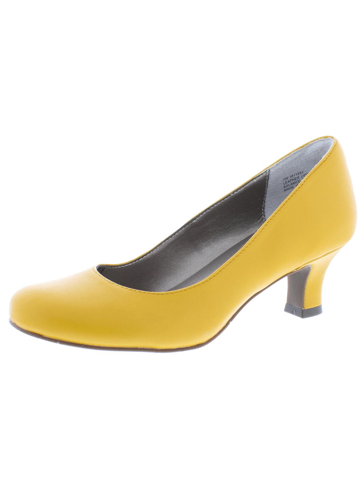 yellow pumps low heel