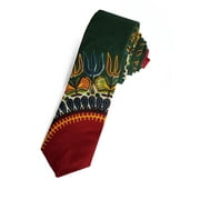 Green Dashiki African Print Necktie with Pocket Square