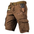thumbnail image 2 of Distressed Wash Cargo Shorts with Multiple Pockets and Relaxed Fit, Awesome For Weekend Errands Backyard Projects Or Casual Outings Brown XL, 2 of 5