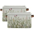 thumbnail image 2 of Coolnut Vintage Colorful Wild Flowers Rectangular Storage Bin Canvas Square Storage Basket with Handles for Home, Office, Books, Nursery, Kid's Toys, Closet & Laundry Decor Gifts, 2 of 7