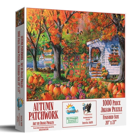SUNSOUT INC - Autumn Patchwork - 1000 pc Jigsaw Puzzle by Artist: Diane Phalen - Finished Size 20" x 27" - MPN# 14670