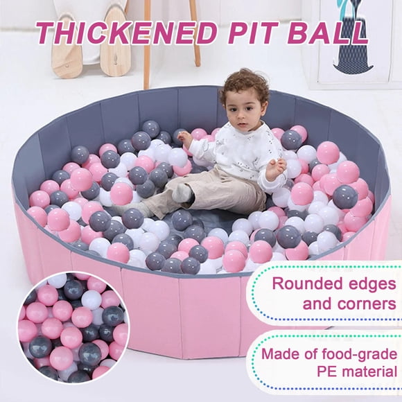 Ensemble de 100 Pcs 3 Couleurs Boule de Fosse Noir Blanc Rose Épaissie PE Anti-Écrasement Sans BPA Ni Phtalates Sûre Intérieur Extérieur Bébé Tout-Petit Enfants Boule Océan Ronde Kit de Jouet de Piscine