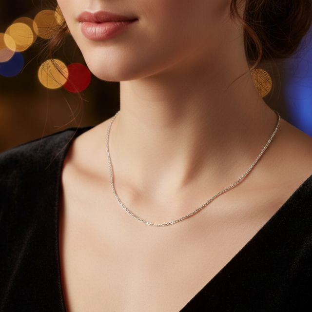Mauli Jewels Women’s 18" Italian 1.25MM Cable Chain – 14K White Gold Plated 925 Sterling Silver Adjustable Necklace