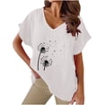 thumbnail image 2 of Sakmal Ladies Tops Plus Size Short Sleeve White Floral V-Neck T-Shirts Ladies Shirts, 2 of 4