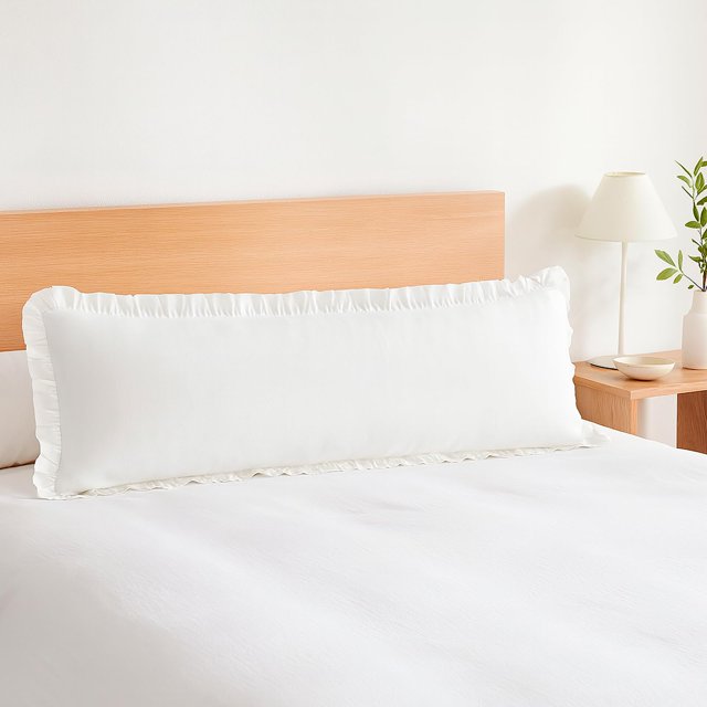 Dekeyoo Juego de fundas de almohada con volantes, paquete de 1 funda de almohada con bordes con volantes, 100% microfibra cepillada, fundas de almohada con cierre de sobre (20 x 54 pulgadas, blanco)