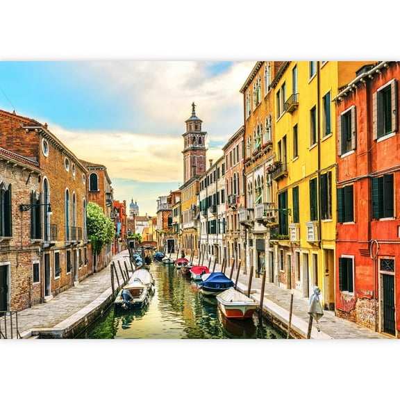 wall26 - Hong Kong City Skyline at Night with Victoria Harbor and Skyscrapers - Removable Wall Mural | Self-Adhesive Large Wallpaper - 100x144 inches