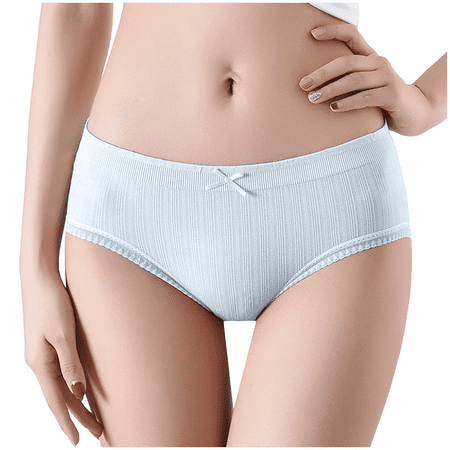 Fulorrnie Underwear for Women No Show Thong Seamless Comfort Panty Cute Cheeky Elastic Waist High Waisted Panties  Blue  One Size