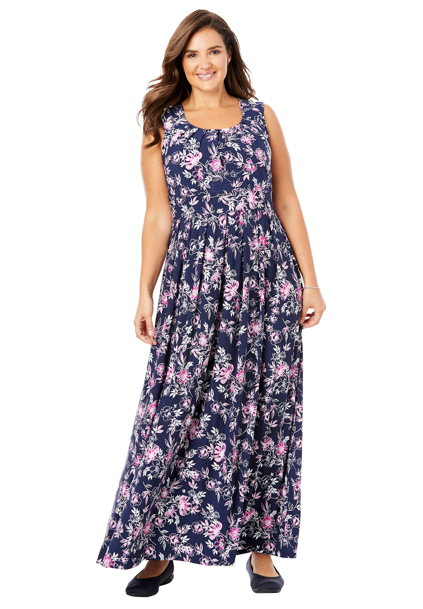 Woman Within Plus Size Empire-waist Print Maxi Dress - Walmart.com