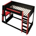 thumbnail image 5 of Euroco Wood Twin over Twin Size Bunk Bed with Shelves, Gaming Bed with Desk, USB Charging and LED Light, Black&Red, 5 of 15