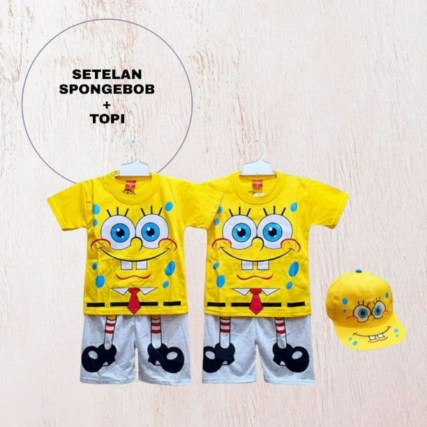 Traje de bob esponja para niños sombrero de manga corta gratis