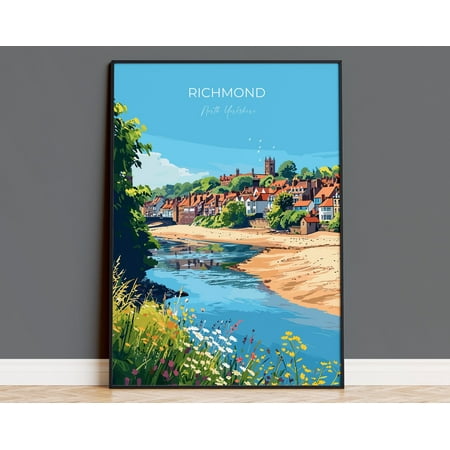 Richmond Travel Print, Travel Poster of Richmond, North Yorkshire Gift, England, Richmond Art Lovers Gift, Wall Art Print, 8x12 UNFRAMED