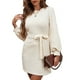 thumbnail image 5 of Vestido De Manga Larga, Patrón De Gofres, Vestido Con Cinturón Para Mujer, Transpirable Para Vacaciones Para Oficina Para Mujer ANGGREK Otros, 5 of 6