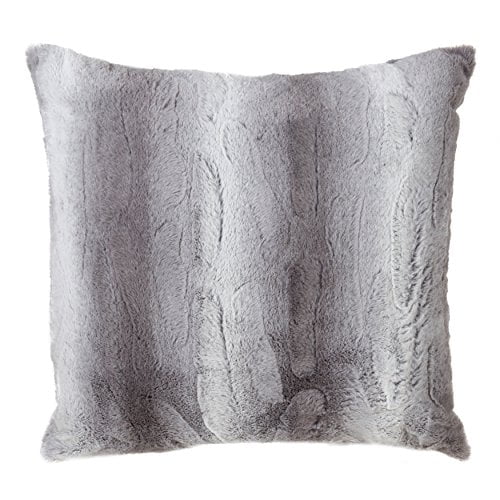 SARO LIFESTYLE Collection Wilma Imprimé Animal Intemporel Coussin en Fausse Fourrure, 20", Gris