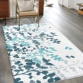 thumbnail image 3 of Teal Blue Leaves Area Rug 4x6 Washable Rug Non Slip Summer Botanical Large Area Rug Indoor Floor Carpet for Entryway Bedroom Kitchen Living Room Home Office Dining Room Nursery, 3 of 8