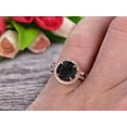thumbnail image 2 of Milgrain Art Deco 2.25 Carat 6mm Round Cut Black Diamond Moissanite Engagement Ring On 10k Rose Gold Promise Ring Bridal Ring Set Halo Anniversary Gift, 2 of 5