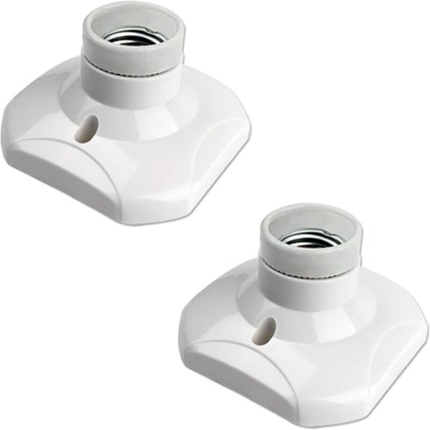 Casquillo de luz de techo con tornillo E27 para lámpara de pared interior, CA 230 V, portalámparas LED E27, casquillo E27 de base de plástico para techo de taller de garaje, juego de 2