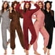 thumbnail image 3 of Pijama de forro polar para mujer, con capucha, peludo, cálido, mono, mono, ropa de dormir Eccomum borgoña/Medio, 3 of 7
