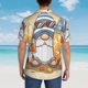 thumbnail image 4 of Balery Hello Summer Cute Gnome Camisas hawaianas de manga corta para hombre, camisas playeras de corte holgado, camisas de vacaciones con botones,Medium, 4 of 7