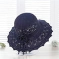 thumbnail image 7 of Noric Women's Wide Brim Sun Hat Floral Crochet Cutout UPF 50+ UV Protection Summer Beach Hat with Flower Bow, 7 of 7