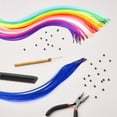 thumbnail image 3 of Glamlily Colored Hair Extensions for Kids, Hair Extension Beads, 100-Pcs Synthetic Strands in 10 Rainbow Colors, Includes Tools and Microbeads, 20 in, 3 of 10