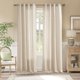 thumbnail image 1 of Cortinas jinchan de lino gris pardo sobre beige a rayas, 244 cm, 2 paneles, 1 of 8