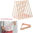 thumbnail image 5 of Retractable Book Ends, Electroplated Metal Wire Desktop Book Organizer Bookshelf Rack, Triangular Style, Suitable for Storing Books, Magazines, Perfect for Office, Dormitory and Bookshelf - Rose Gold, 5 of 7