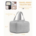thumbnail image 4 of Travel Toiletry Bag, Makeup Bag Puffy Wide-open Quilted Bag for Women, Lightweight Cosmetic Bag Organizer with Handle for Traveling, Accessories, Essentials Toiletries Grey, 4 of 13